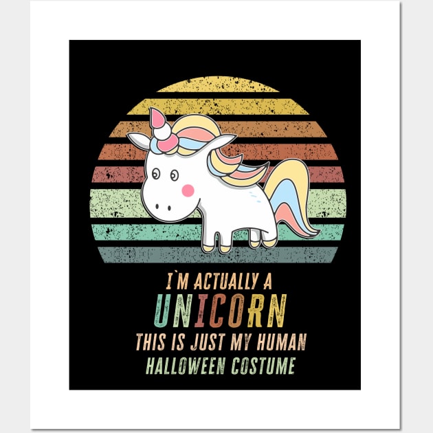 Super Cool Halloween Unicorn Costume Funny Quote for kids and parties Wall Art by Naumovski